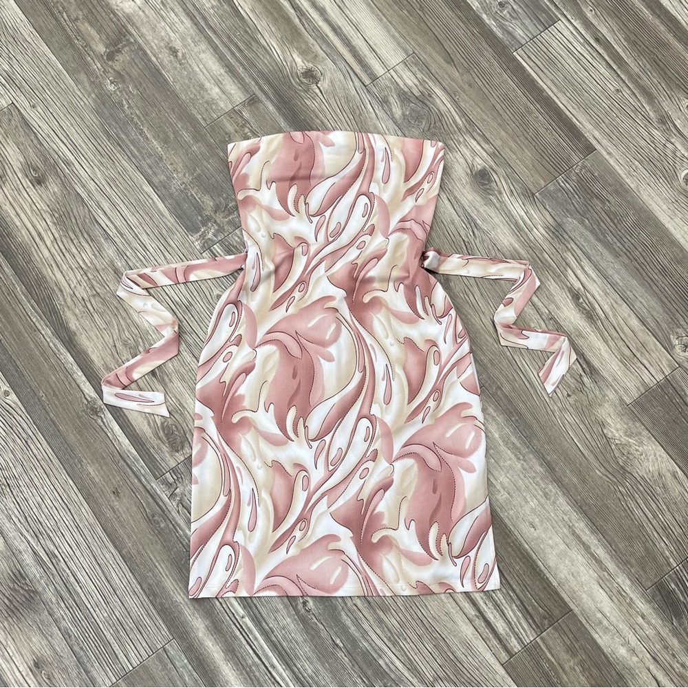 Vintage Pink and Cream Strapless Mini Dress